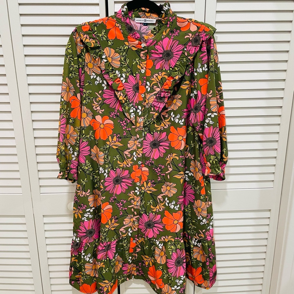 Bright Floral Button Up Dress